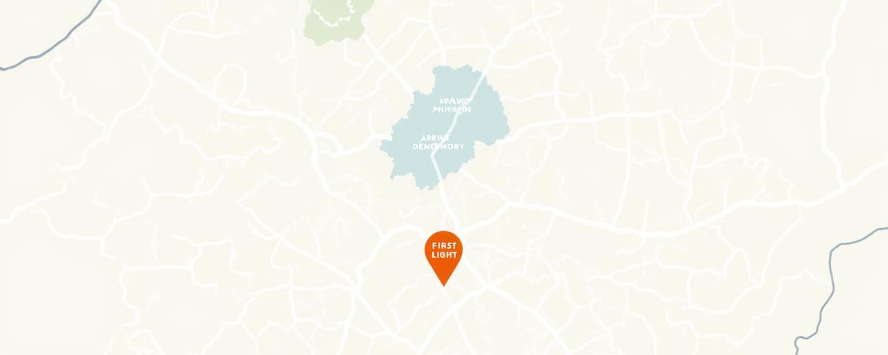 A map showing the location of First Light Patisserie in Richmond.